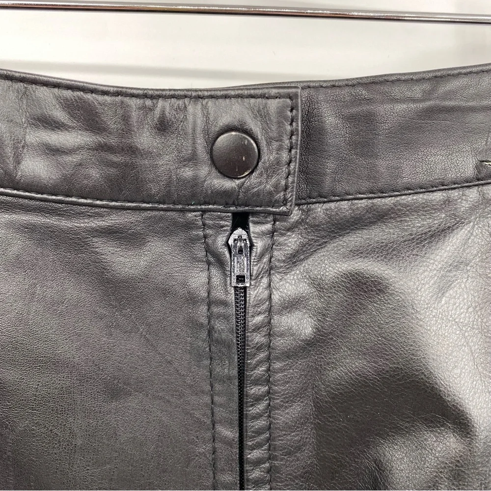 Tangu Vintage 80s Leather Skirt Size 9/10 Black Pencil Mobwife Goth Dance Snap‎